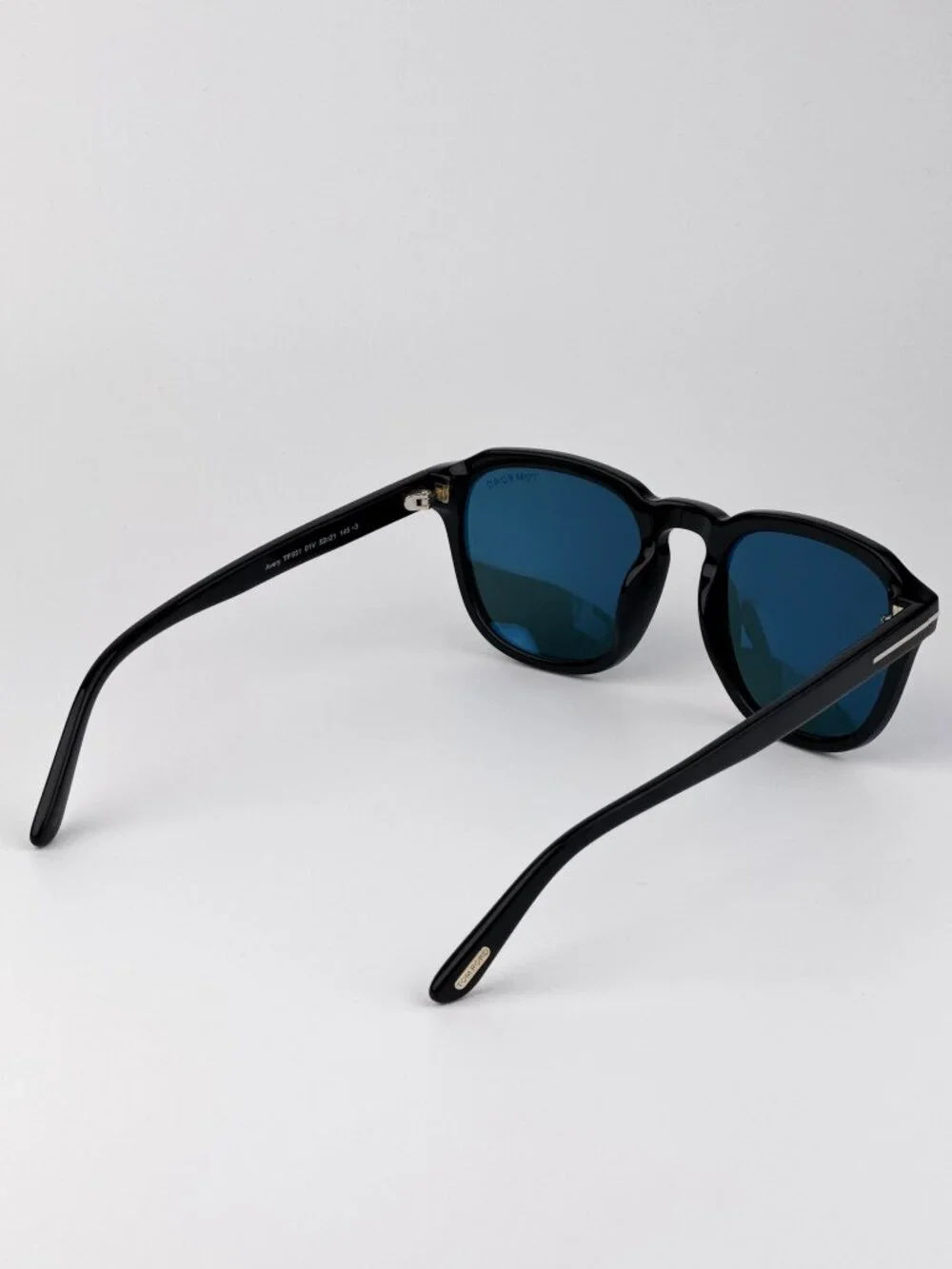 Tom Ford AVERY FT0931 01V Sunglasses – Shiny Black Rounded Square Frame Blue